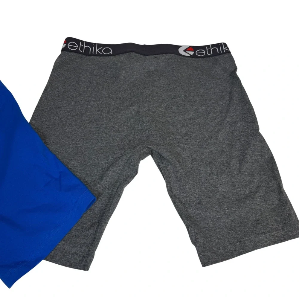 Ethika‎ Mens Staple Boxer Briefs 2-Pack Blue Heather Grey Cotton Blend Size M